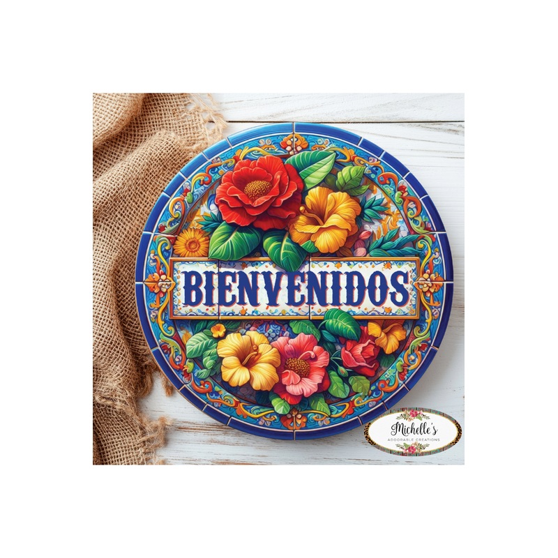 Bienvenidos Floral Waterproof Sign