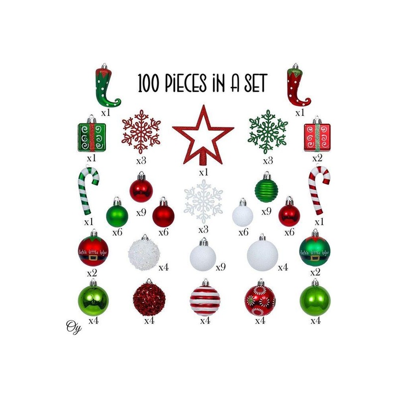 Mega Elf Christmas Ornament Assortment 100 Piece Set
