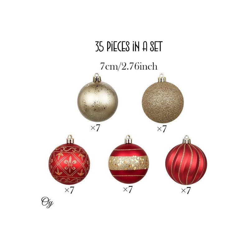 Red and Gold Ornament Baubles (Set of 35)