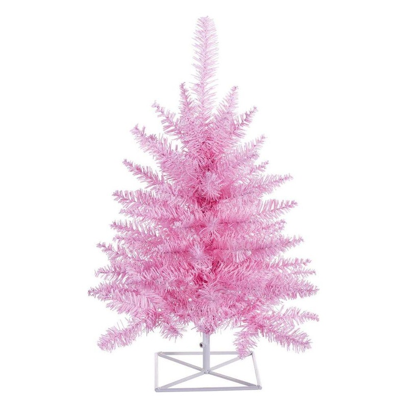 Vickerman 36″ Plastic Fir Unlit Artificial Christmas Tree in Pink