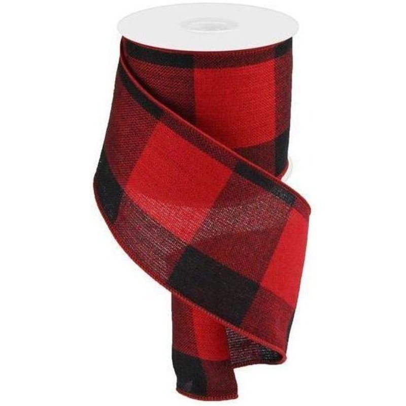 4″ Large Plaid Checks: Red & Black (10 Yards)