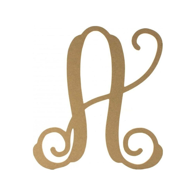 Vine Monogram Script Letter – Unfinished Wood