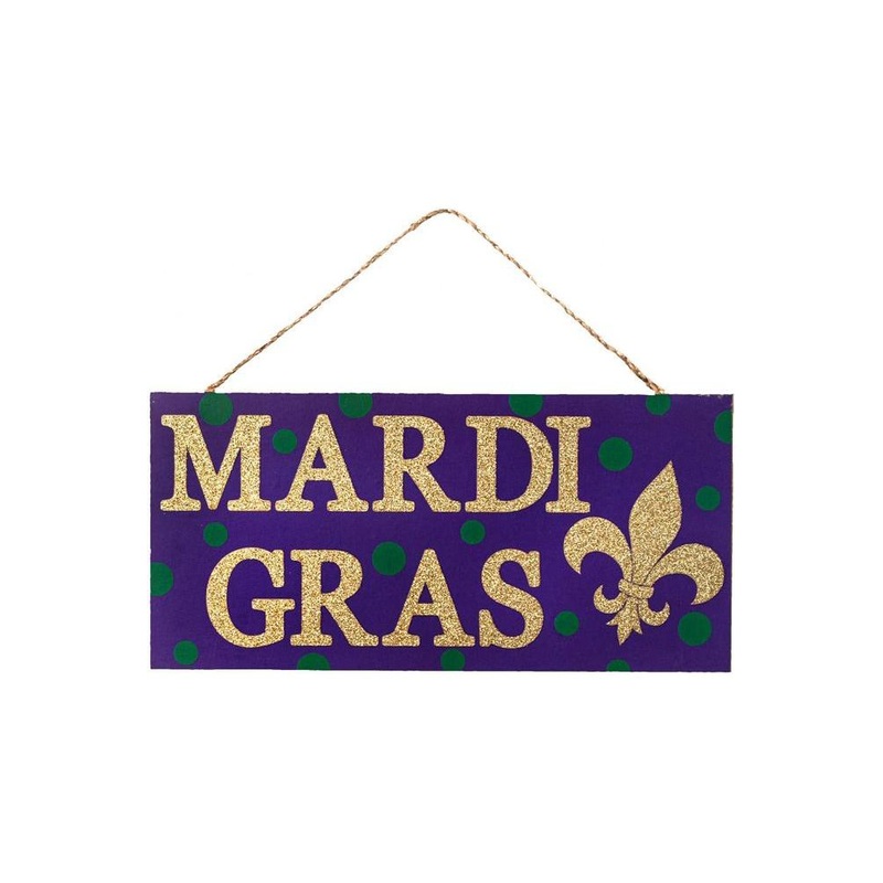 12″ Wooden Sign: Mardi Gras Fleur