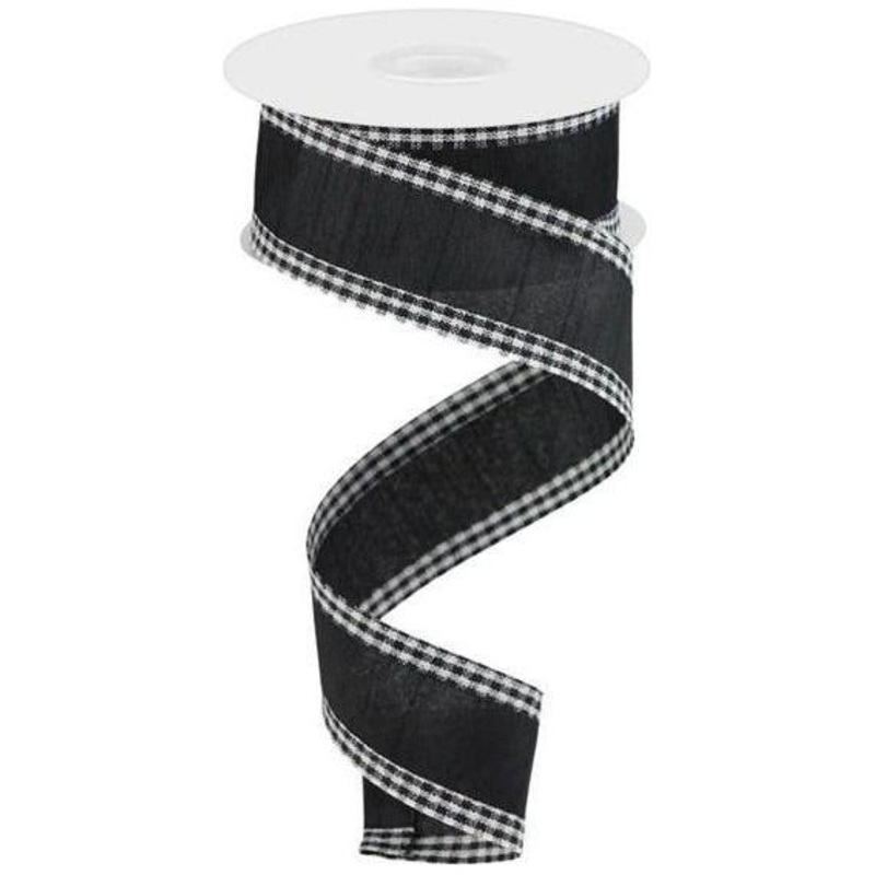 1.5″ Black Gingham Edge Ribbon: Black (10 Yards)