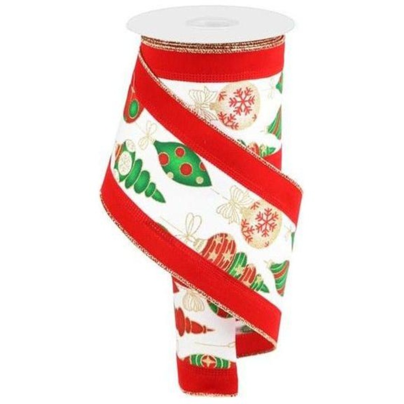 4″ Ornaments Velvet Edge Ribbon: White (10 Yards)