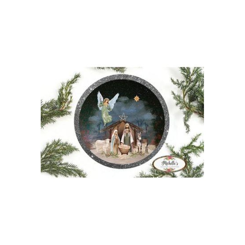Christmas Nativity Round Sign