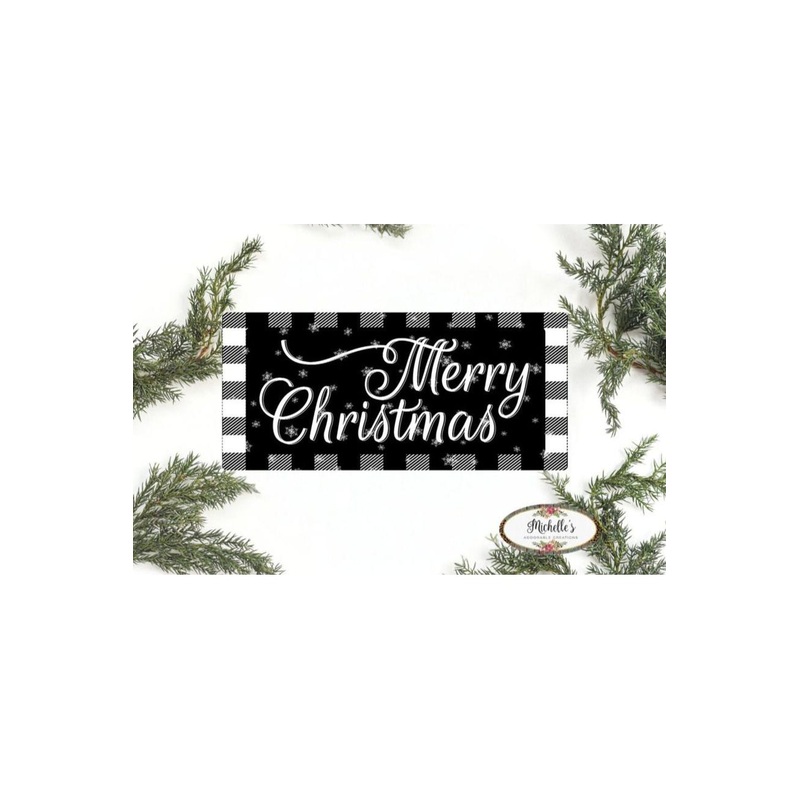 Merry Christmas Black White Sign
