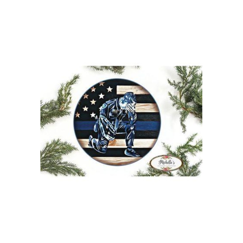 Police Officer Thin Blue Line Round Sign