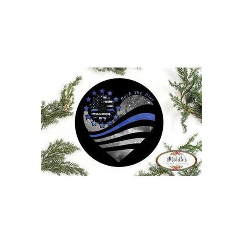 Thin Blue Line Heart Support Sign