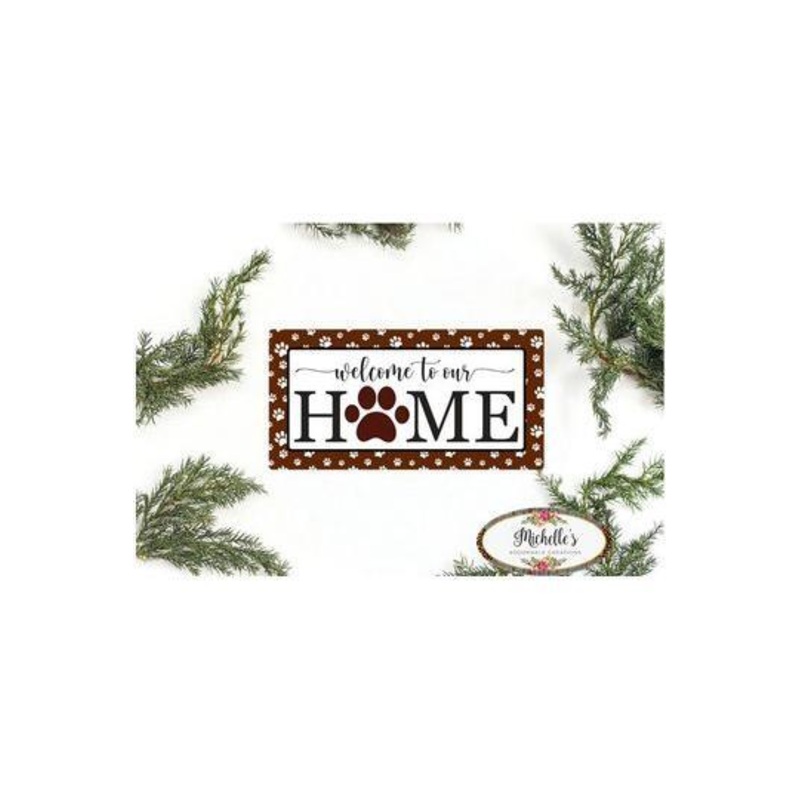 Welcome To Our Home Paw Sign – Wreath Enhancement