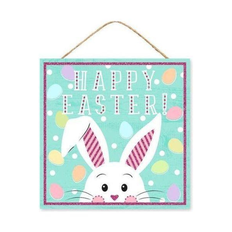 10″ Wooden Sign: Glitter Happy Easter