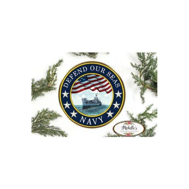 Defend Our Seas US Navy Round Sign