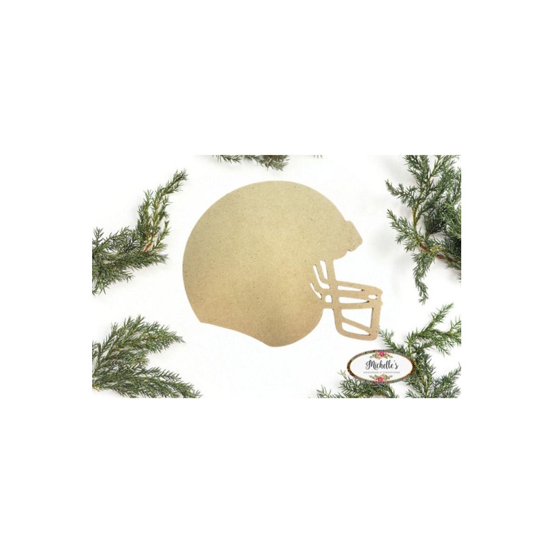 12″ Unpainted MDF Football Helmet Cutout