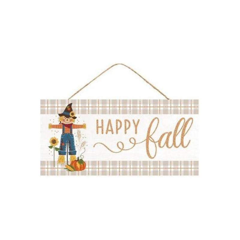 12″ Wooden Sign: Happy Fall Scarecrow