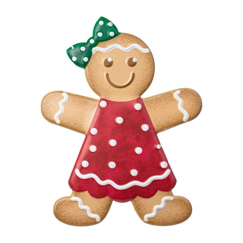 13″ Metal Embossed Gingerbread: Girl (Red)