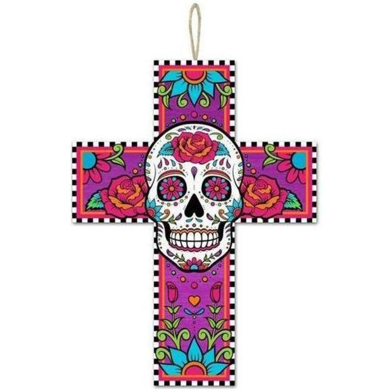 14″ Sugar Skull Cross Sign