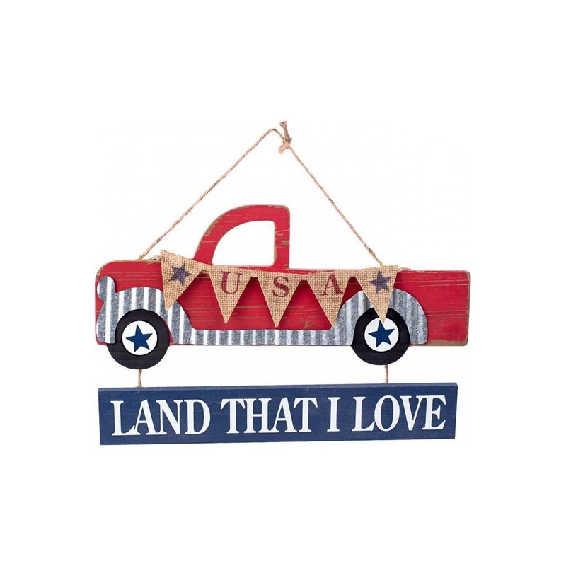 14″ Wooden Patriotic Truck: Land That I Love