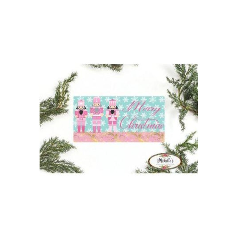 Merry Christmas Pink Nutcracker Sign