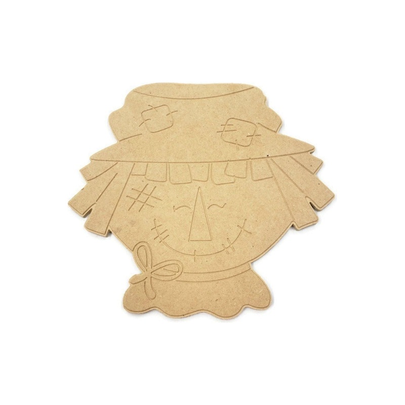 12″ Scarecrow Face with Paint Lines – Unfinished Wood
