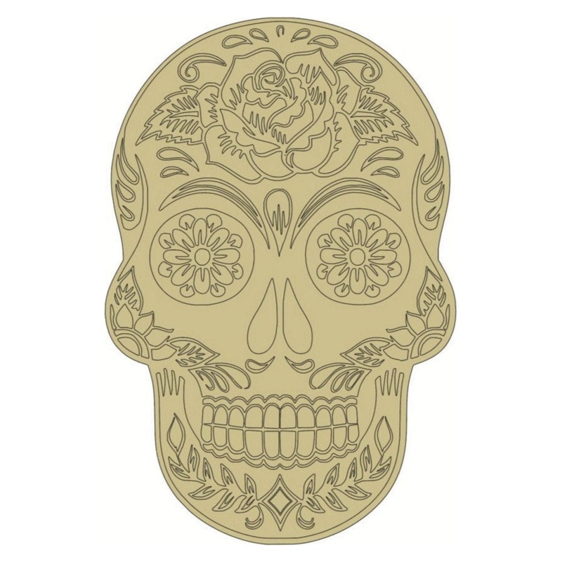 12″ Sugar Skull Wood Cutout – Unfinished Wood