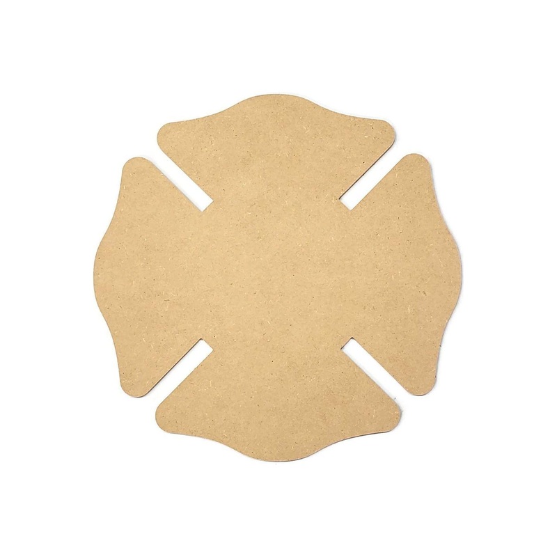 12″ Unpainted MDF Wood Fireman Maltese Cross Cutout