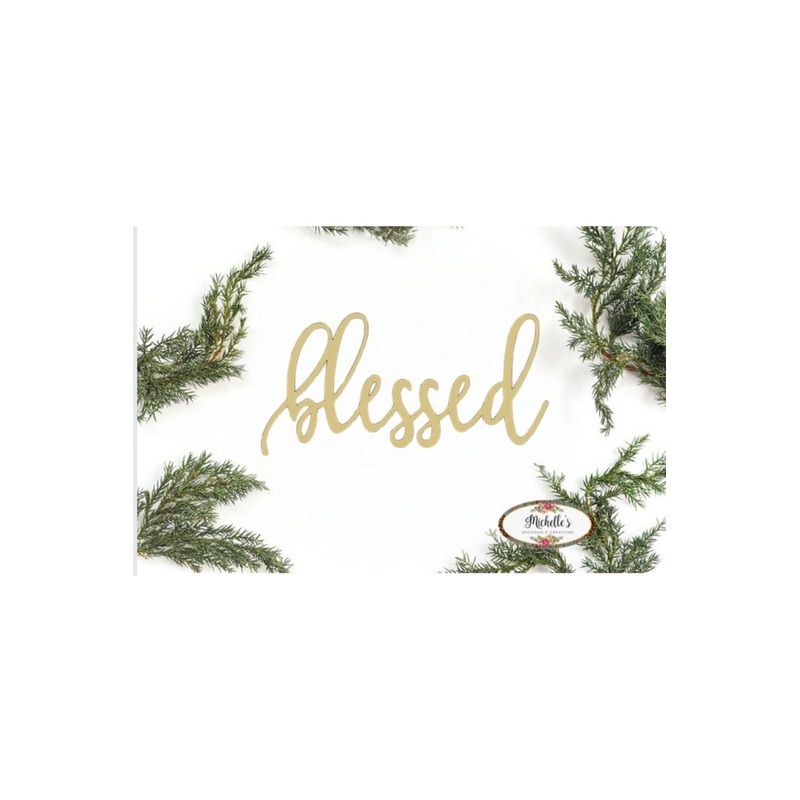 Blessed Script Word Wood Cutout – Unfinished Wood
