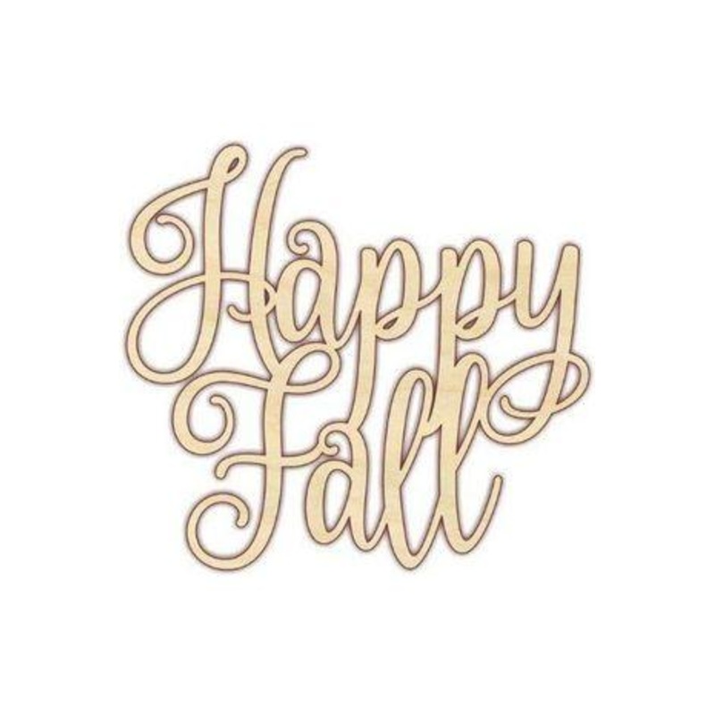 Happy Fall Script Wood Cutout
