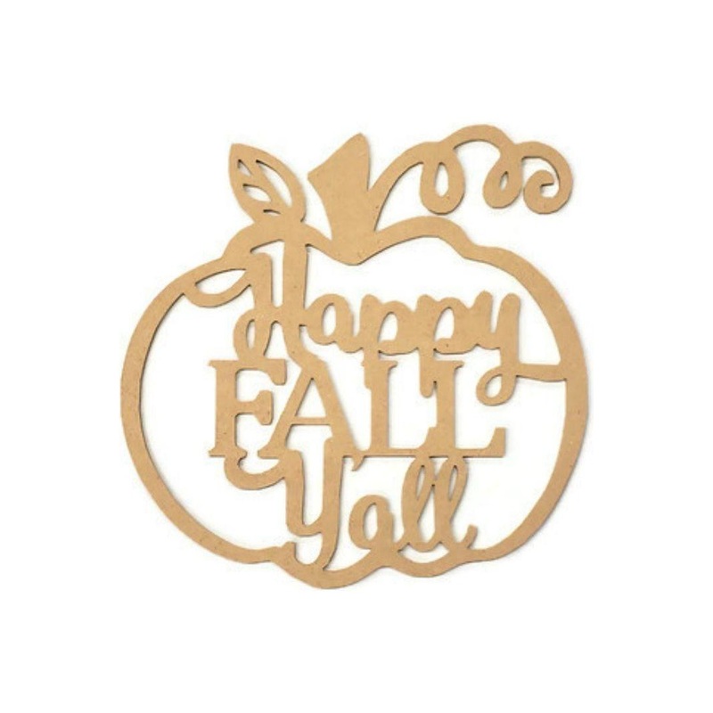 Happy Fall Yall Pumpkin Wood Cutout – Unfinished Wood