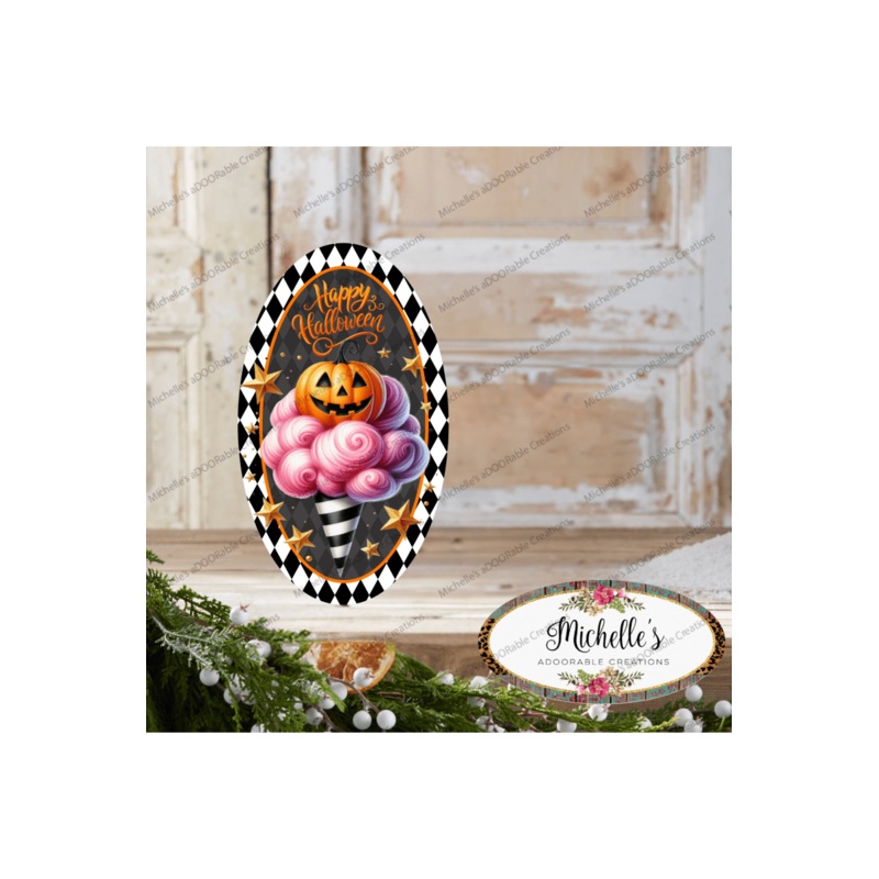 Happy Halloween Ice Cream Cone Oval Sign