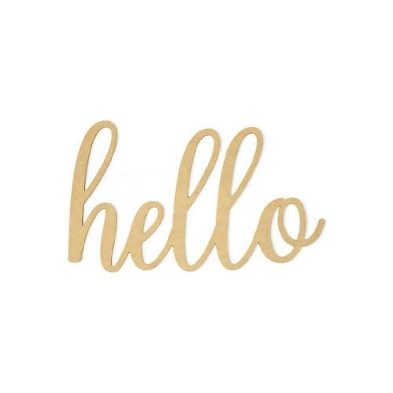 Hello Script Wood Cutout – Unfinished Wood