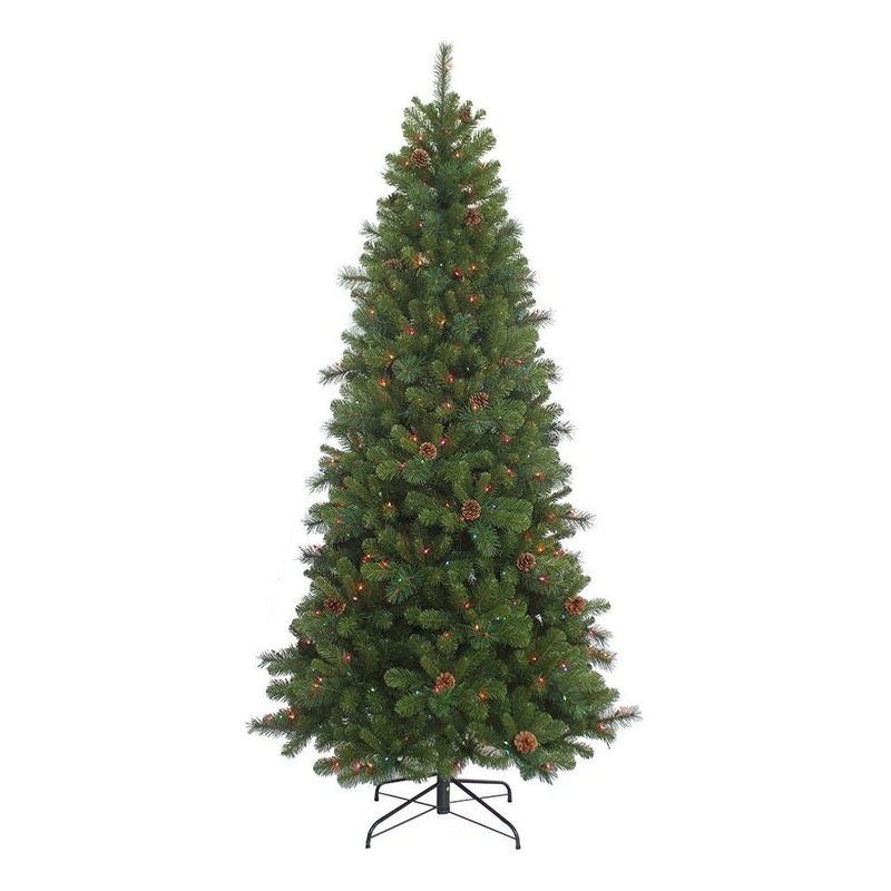 Kurt Adler 7.5-Foot Slim Pre-Lit Multi-Color Burlington Tree