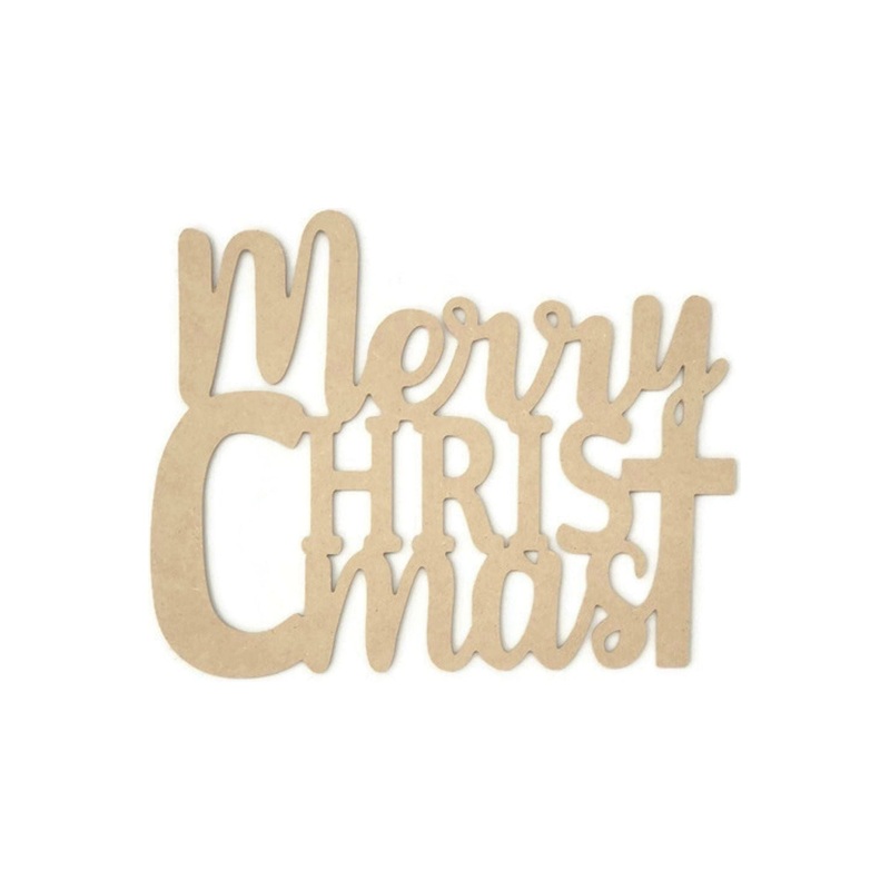 Merry Christmas Word Wood Cutout – Unfinished Wood