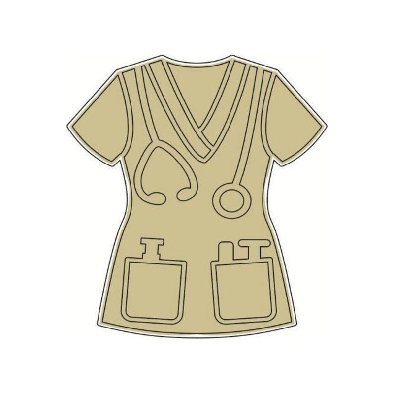 Nurse Scrubs Unfinished Wood Cut Out