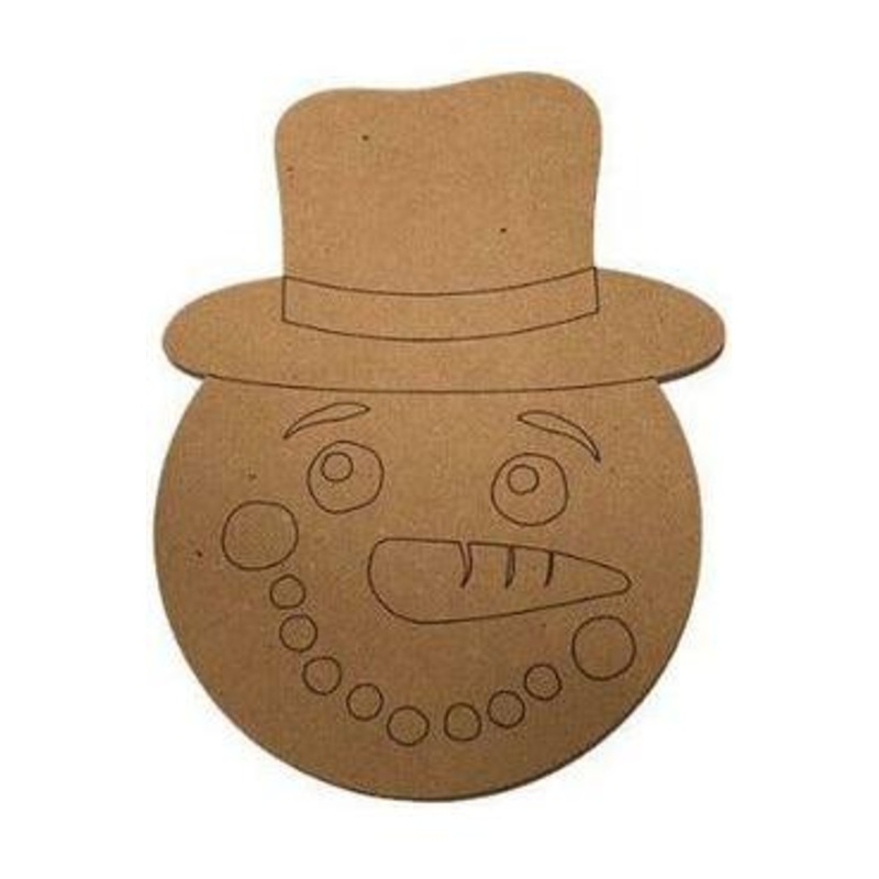 Snowman with Hat Unfinished Wood Cutout