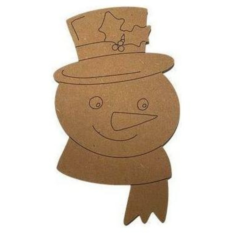 Snowman with Scarf Door Hanger Unfinished Wood Cutout