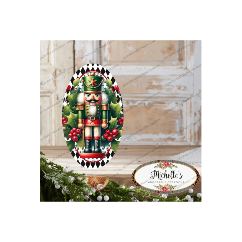 Traditional Red Green Oval Nutcracker Sign