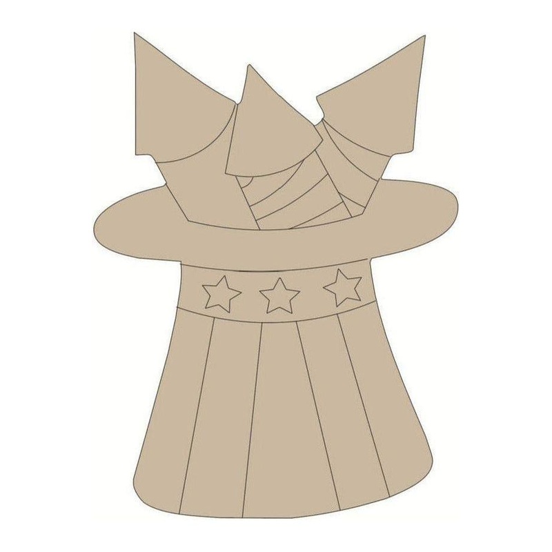 Uncle Sam Hat Fireworks Unfinished Wood Cutout