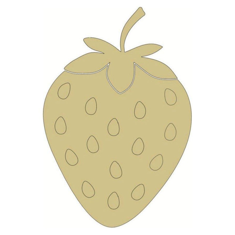 Unpainted MDF Strawberry with Lines Cutout