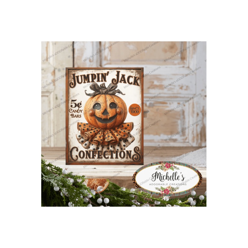 Vintage Halloween Jumpkin Jack Pumpkin Sign