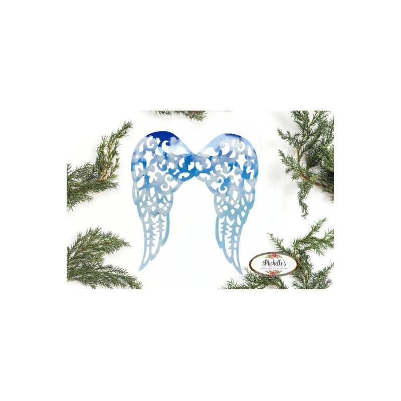 Waterproof Filigree Angel Wings: Blue Cloud Sky