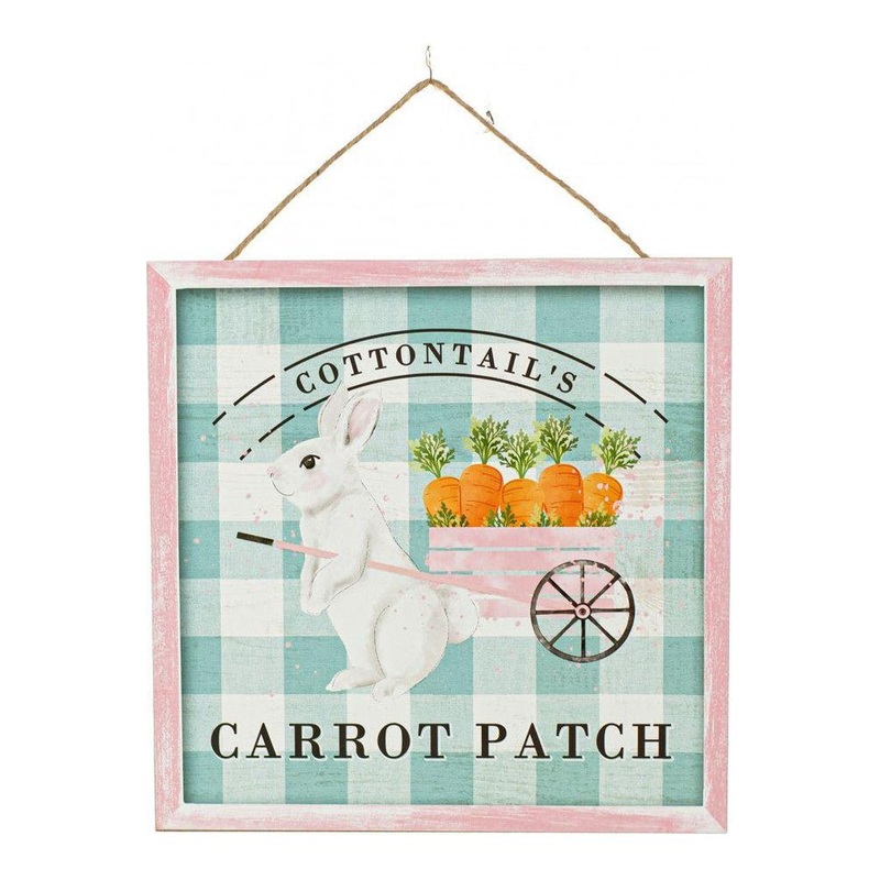 10″ Square Wooden Sign: Cottontail’s Carrot Patch