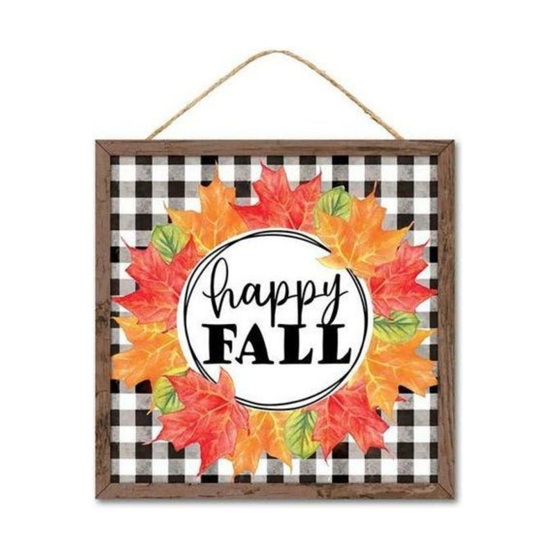 10″ Wooden Sign: Happy Fall Leaf