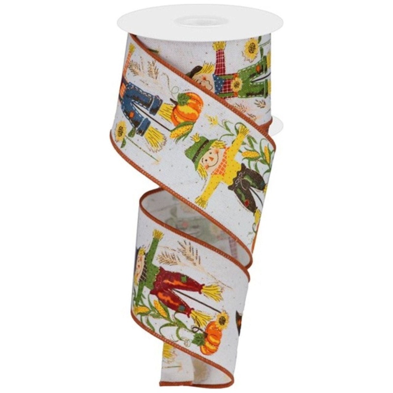 2.5″ Scarecrow Glitter Ribbon: White (10 Yards)