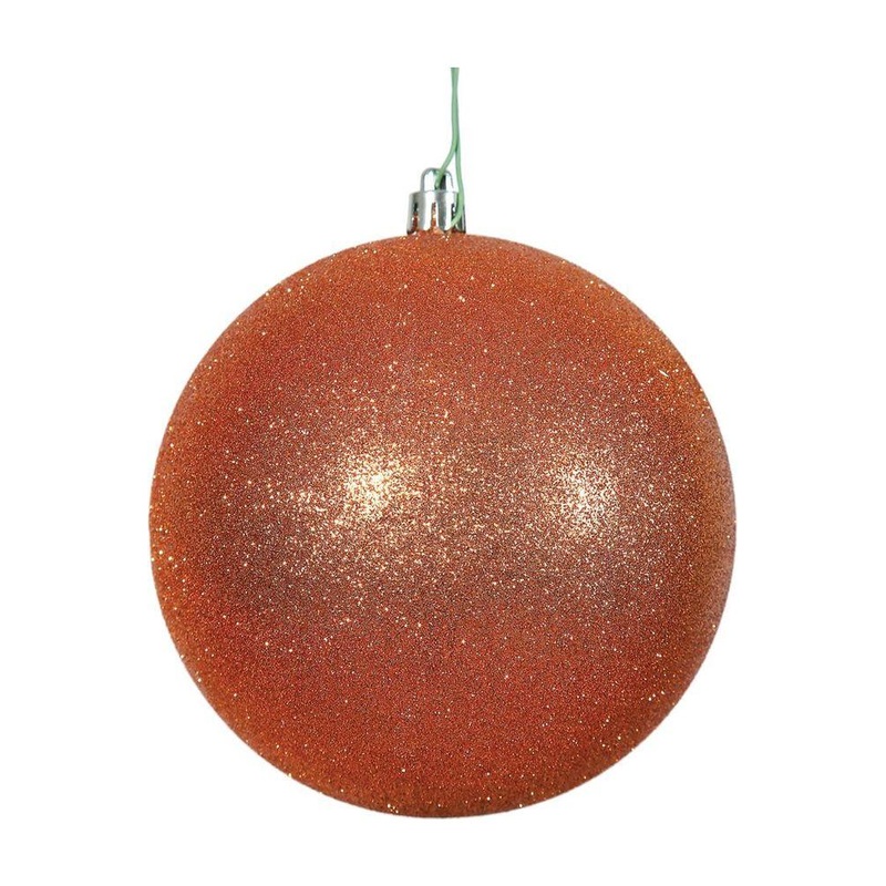 4.75″ Burn Orange Glitter Ornament Ball