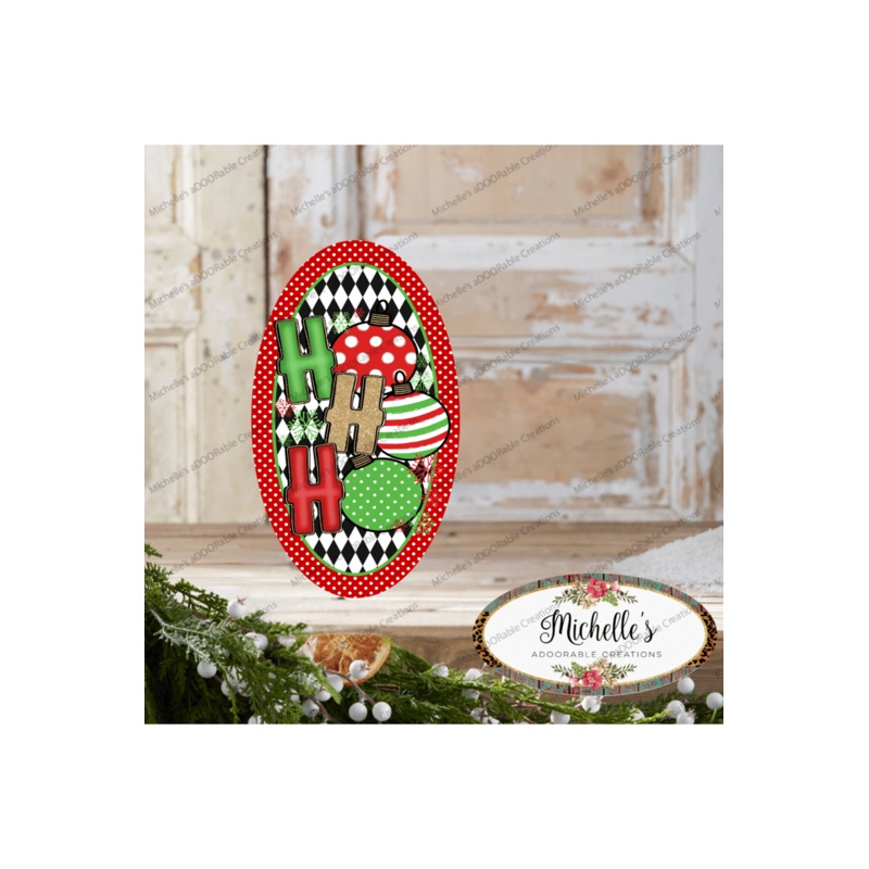 Oval Ho Ho Ho Christmas Ornament Sign