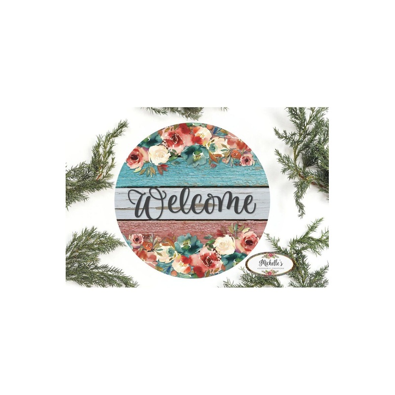 Rustic Welcome Wood Roses Sign