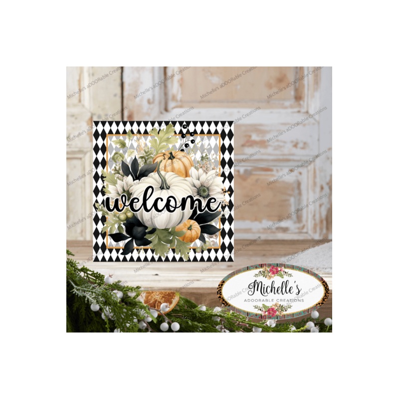 Welcome Fall Foliage Harlequin Sign