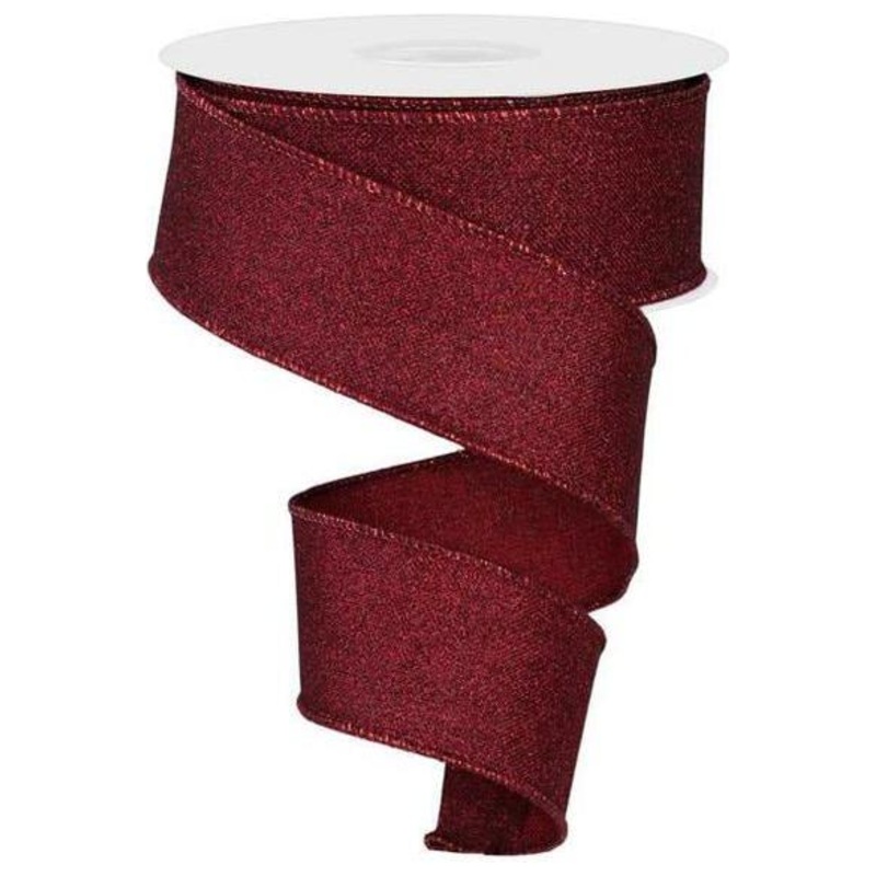 1.5″ Fine Glitter On Royal Ribbon: Burgundy (10 Yards)
