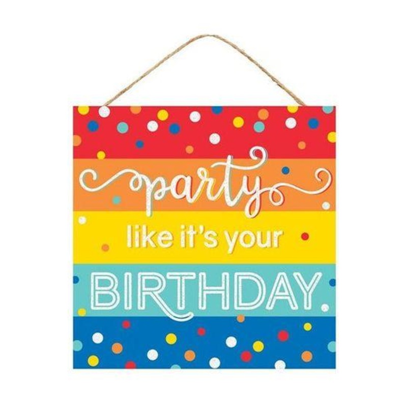 10″ Wooden Sign: Glitter Party Birthday