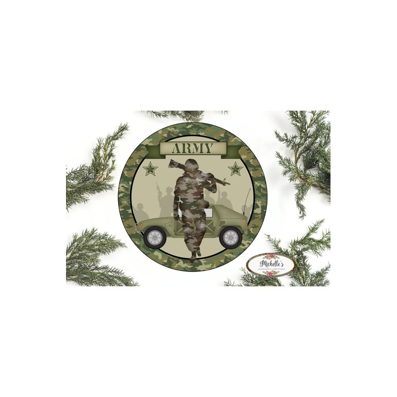Army Solider Camo Round Sign